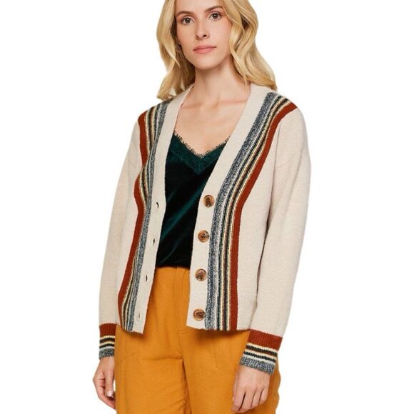 Skies are blue Lena multi stripe GRAMPA LIBRARIAN ACADEMIA CARDIGAN - Picture 1 of 9